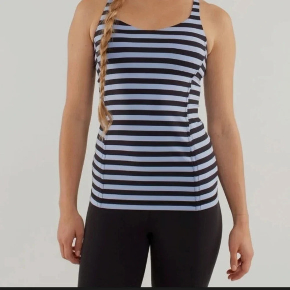 Lululemon free to be tank top stripe Haze black size  6 - Picture 1 of 10
